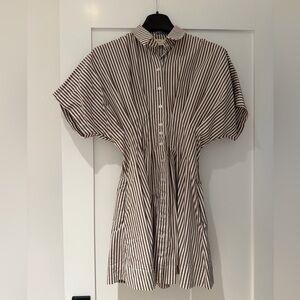 Anthropologie Striped Brown and White Dress